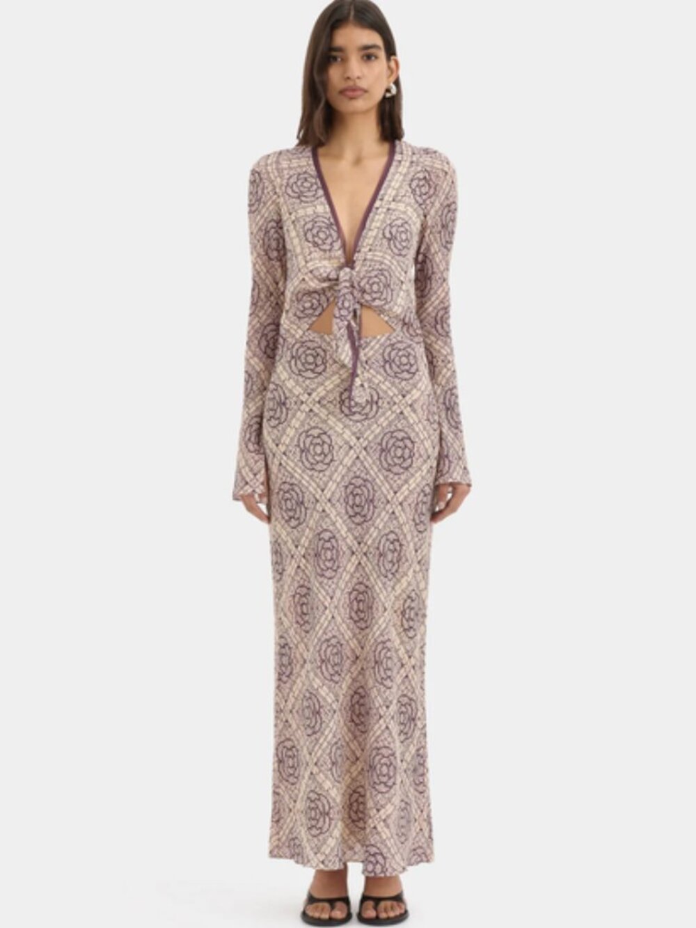 SIR. Mireli Scarf Dress in Rose Parquet Plum